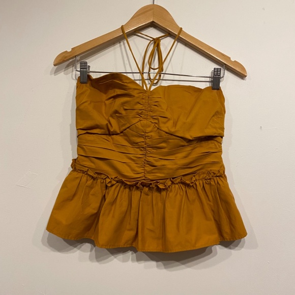 Express Halter Neck Ruched Peplum Top Size Small - Picture 2 of 4